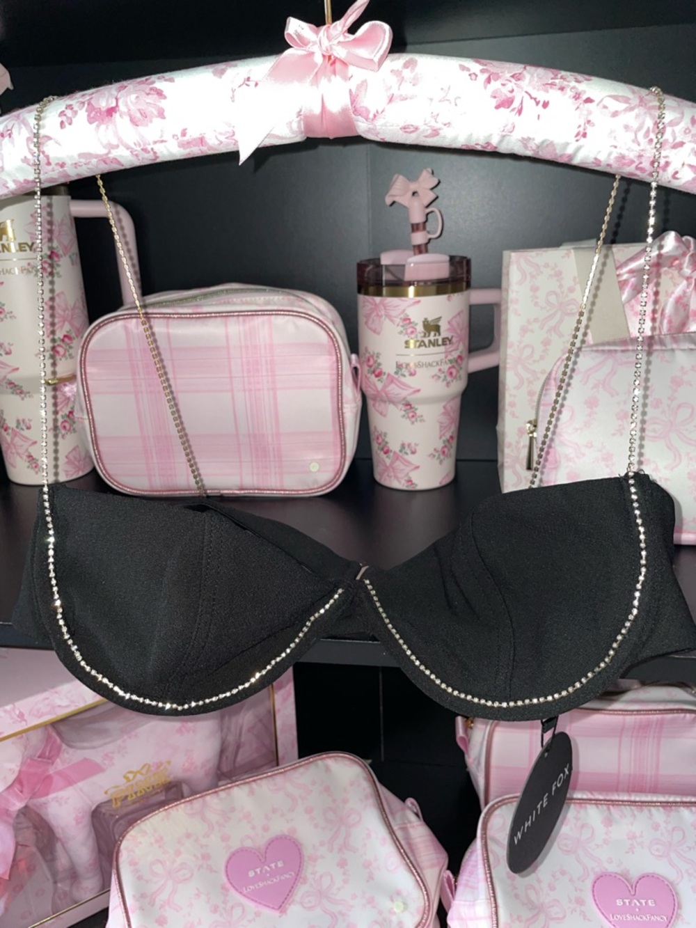 White Fox Boutique Top Of The Charts rhinestone strap crop top